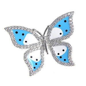 Martisor Brosa de argint Fluture Bleu cu cristale zirconice