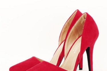 Pantofi dama eleganti stiletto cu toc subtire decupati Antonia Rosii