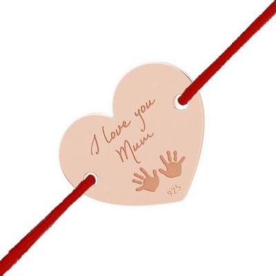 Martisor Bratara din Argint 925 Placat Aur Roz 18K Inima cu mesaj - I Love You Mom