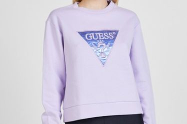 Bluza dama sport cu imprimeu logo text brodat pe fata Guess Mov