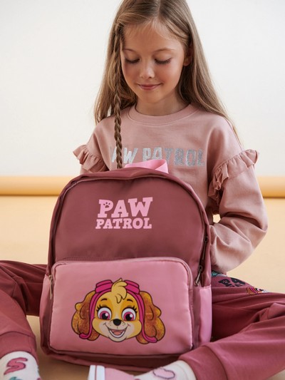 Ghiozdan de scoala pentru fete cu buzunare si imprimeu PAW Patrol Roz pudra