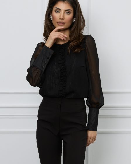 Bluza Dy Fashion neagra cu fir lurex si picatele 3D